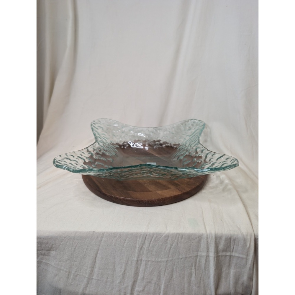 Spanish Recycled Glass Tray  Each Side Scalloped‎ Dimpled Bubble Look